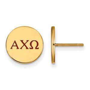 14K Plated Silver Alpha Chi Omega Enamel Greek Letters Post Earrings
